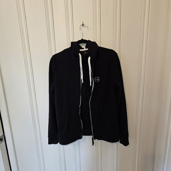 Used Medium Men's Black Armani Exchange Zip-Up Hoodie - Picture 2 of 14